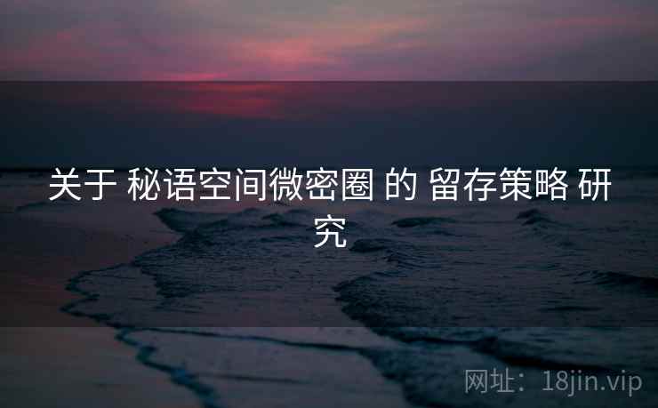 关于 秘语空间微密圈 的 留存策略 研究
